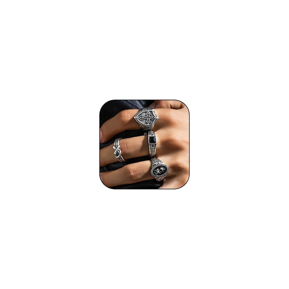 Gothic Silver Chunky Skull Cross Stackable Statem… - image 1